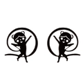 Minimalist black stainless steel earrings featuring hollow monkey shaped cartoon charms - Gymnastics 4 / Black