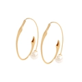 Minimalist gold hoop earrings with white pearls and polished metallic finish for women - Hoop Pearl (ES140)