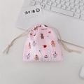 Pink drawstring bag with bubble texture and cute happy bear cartoon for student storage - Happy Bear