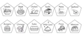 12-sided dating food dice icons with Salad, Steak, Sushi and Burger linear designs - Food Dice (Sushi Style)