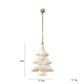White Nordic Christmas tree ornament with golden brushed texture and 8cm height - Christmas Tree