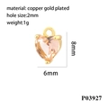 Detail of 18K gold-plated light pink heart crystal pendant for DIY jewelry making - Gold/Champagne Zircon