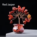Handmade red jasper crystal tree of life ornament in clear glass bottle with copper wire - Red Jasper (18 Grains) Fish Tank Jar Tree