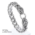 Silver vintage snake head bracelet in stainless steel with detailed scale texture - Silver Double Snake Head Chain Style (KB161368-KJX)