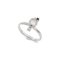 Detail of adjustable silver ring with white opal, black and pink cubic zirconia - Silver (JZ00217 White K)