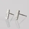 Silver hammered stainless steel rectangular bar stud earrings for women size 8x2mm - Hammered Bar (YE14991) / 8x2mm / Silver