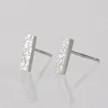 Silver hammered stainless steel rectangular bar stud earrings for women size 8x2mm - Hammered Bar (YE14991) / 8x2mm / Silver