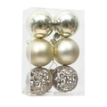 Set of 6 gold Christmas ornaments including matte, glossy, and hollow glitter balls - Champagne Gold
