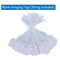 Bulk set of white rectangle jewelry price tags with pre-tied hanging cotton strings - 13x23mm (500 Pcs) / White