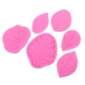 6-piece pink silicone leaf and petal veiner molds for realistic fondant flower texture - 6-Piece Set / Pink