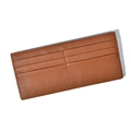 Brown lychee texture leather wallet featuring multiple card slots and fine stitching - Brown