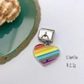 Detail of silver heart rainbow enamel pendant with size 13.3x17mm and 2.2g weight - Model 130-Enamel Rainbow Heart