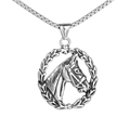 Silver stainless steel box chain necklace with circular hollow horse head pendant - Steel Color Pendant (Without Chain)