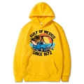 Yellow oversized hoodie with vintage Gulf of Mexico 1672 beach print on white background - Yellow