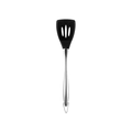 Slotted turner with black silicone head and stainless steel handle with hanging loop - Slotted Spatula / Black