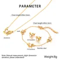 Detail view of butterfly jewelry set in gold stainless steel with shell inlays and specs - Gold (KS200374-KLX)