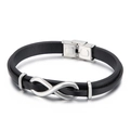 Bracciale da uomo in pelle nera intrecciata con simbolo infinito in acciaio inossidabile - Color Acciaio (21cm)