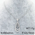 Silver teardrop double-layered pendant necklace with twisted chain and dimensions - Silver Tone Necklace (KN289017-GC)
