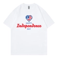 T-shirt blanc surdimensionné avec motif de cœur Happy Independence Day et lettrage - XS / Blanc
