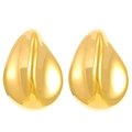 Polished gold teardrop earrings in liquid metal style with minimalist steel design - 18k Gold Plated Textured 9118