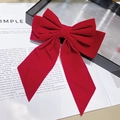 Pinza per capelli con fiocco in velluto rosso per bambine, accessorio stile principessa - 480 Clip con Grande Fiocco in Velluto Rosso Vino