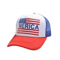 Vue détaillée de la casquette trucker drapeau américain avec filet bleu et visière rouge - Style 'MERICA (Style 1)