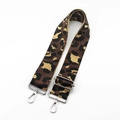 Detail of leopard print wide strap with silver swivel hooks and adjustable buckle - Coffee With Silver Buckle