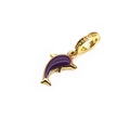 Golden dolphin charm with purple enamel inlay for DIY bracelets and necklaces - Purple Dolphin Charm