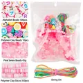 DIY colorful bead set with fruit clay beads, alphabet charms and pink acrylic shapes - Pink Series