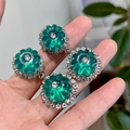 2412219a Double Round Pumpkin Bead Rhinestone Earrings (s925 Silver Needle)
