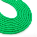 Strand of 4mm and 6mm green polymer clay disc spacer beads for DIY jewelry making - Green