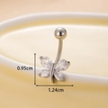 Silver butterfly belly button ring with clear crystals and 0.95cm by 1.24cm dimensions - Style 5-Butterfly / Silver