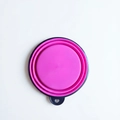 Portable pink silicone folding dog bowl with hanging hook for outdoor pet feeding - Pink