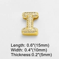 Macro shot of 15mm gold letter I charm with pavé cubic zirconia for DIY bracelets - Letter I
