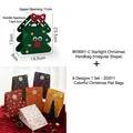 Christmas tree shaped green felt gift bag with multi-patterned holiday paper sacks - Xmas Tree Handbag + 6PCS Paper Bags Set