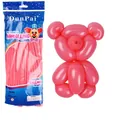 Makronenrote lange Zauberballons im 100er-Pack mit gewebter Bärenfigur - 100 Stk/Packung / Macaron Rot