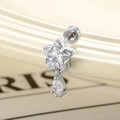 Clou d'oreille cartilage étoile argentée avec pendentif goutte en zircon transparent - A690-1# Blanc (Pièce Unique)