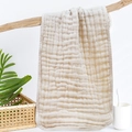 Soft beige 6-layer muslin cotton baby burp cloth with pleated texture and natural design - 4# Khaki (25*50)