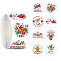 Rotolo di adesivi natalizi in carta Kraft con vari motivi e disegni festivi per regali - Stile C / 1 pollice (25 mm) - 500 fogli/rotolo