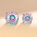 Pink and blue gradient crystal stud earrings with titanium steel screw back in two sizes - Pink Blue Gradient (A318-5#)