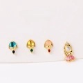 Set orecchini geometrici in argento 925 con zirconi colorati micro-intarsiati - Set da Quattro Pezzi (KT07) / Oro