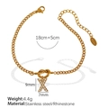 Gold stainless steel knot bracelet with crystal letter X pendant and adjustable chain - Letter X Rhinestone Gold Bracelet (SL100 White Rhinestone X)