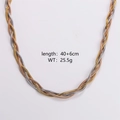Three-tone braided stainless steel necklace in gold, silver and rose gold finishes - Three-color Woven (AML-JKL-XL-313)