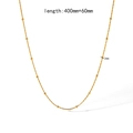 Detailed technical drawing of a gold stainless steel beaded chain with size 400mm+60mm - Rigid Bead Satellite Chain (TN3413) / Gold