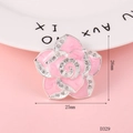 Pink enamel camellia flower charm with rhinestones and dimensions shown as 25mm by 26mm - 1 Piece / D329 Single Small Camellia (Cloud Pink)