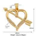Vergoldeter Herz-Pfeil-Anhänger mit Mikro-Pave-Zirkonia-Kristallen für Halsketten - L196078-Goldener Pfeil Herz