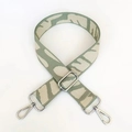 Adjustable wide fabric bag strap with green camouflage pattern and silver metal hooks - Beige Webbing with Silver Buckle