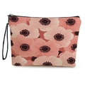 Kosmetiktasche mit rosa Blumenmustern und schwarzem Reißverschluss auf weißem Hintergrund - Große rosa Blumen (Stil 1)