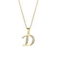18K gold plated necklace featuring a capital letter D pendant with cubic zirconia stones - Letter D