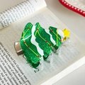 Sparkling green Christmas tree hair claw clip with yellow star and festive glitter finish - Christmas Tree-7cm